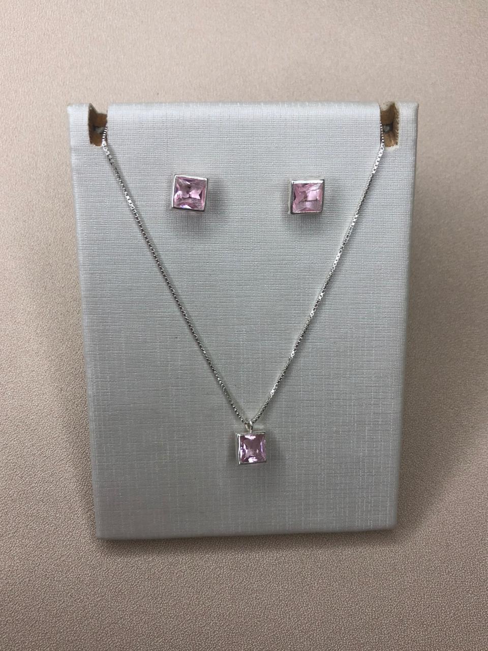 CONJUNTO PRATA 925 QUADRADO