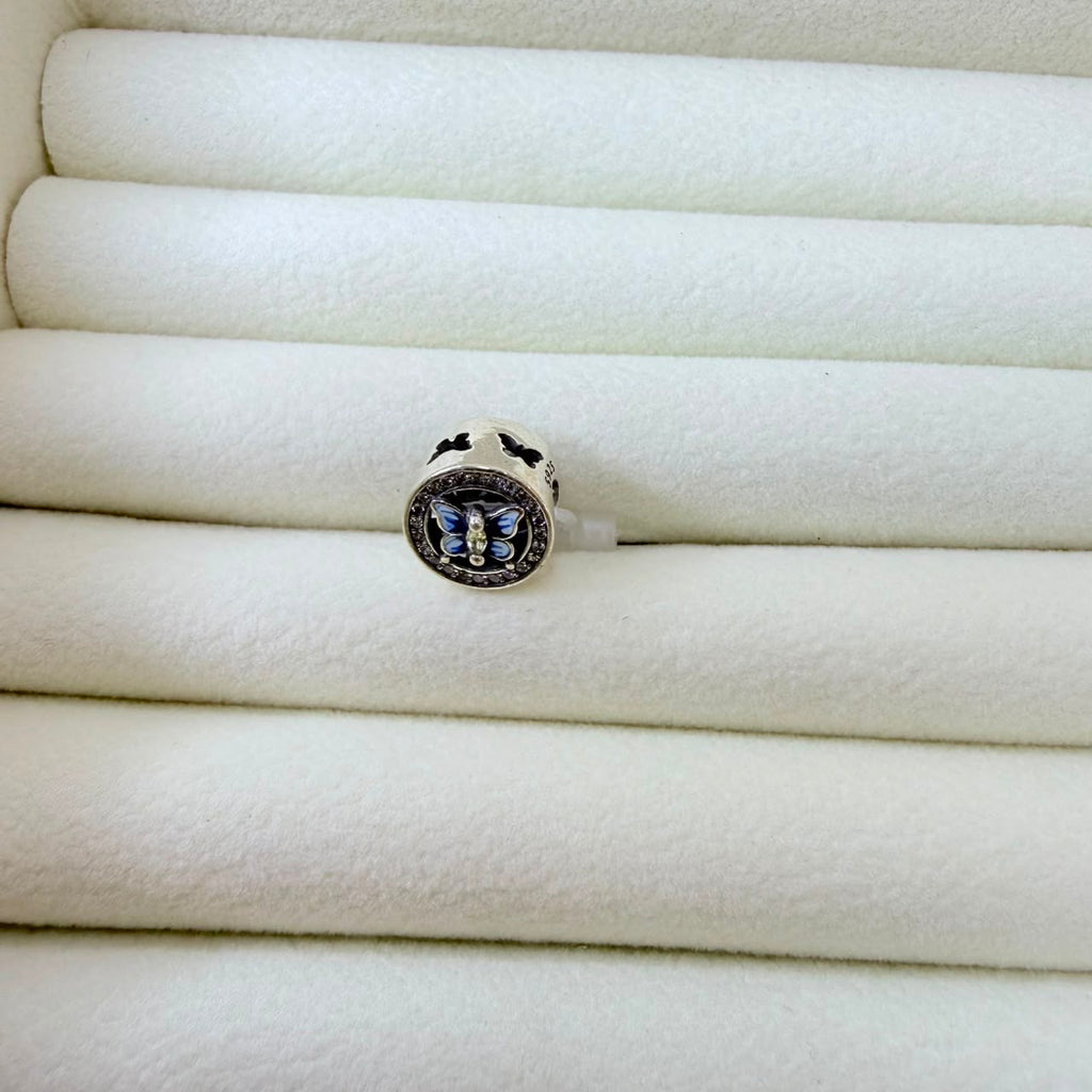 BERLOQUE PRATA 925 SEPARADOR CIRCULO CRAVEJADO COM BORBOLETA