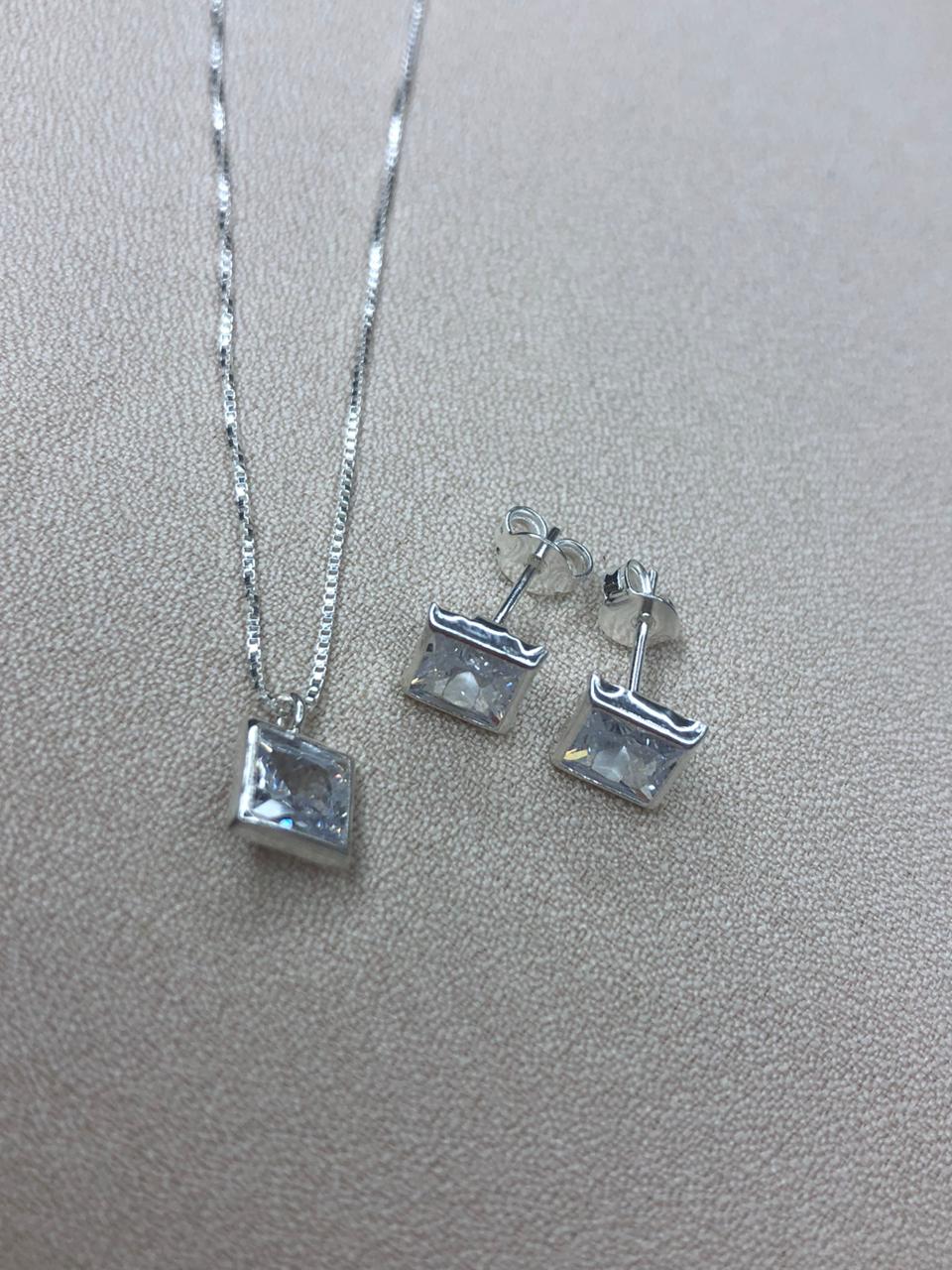 CONJUNTO PRATA 925 QUADRADO