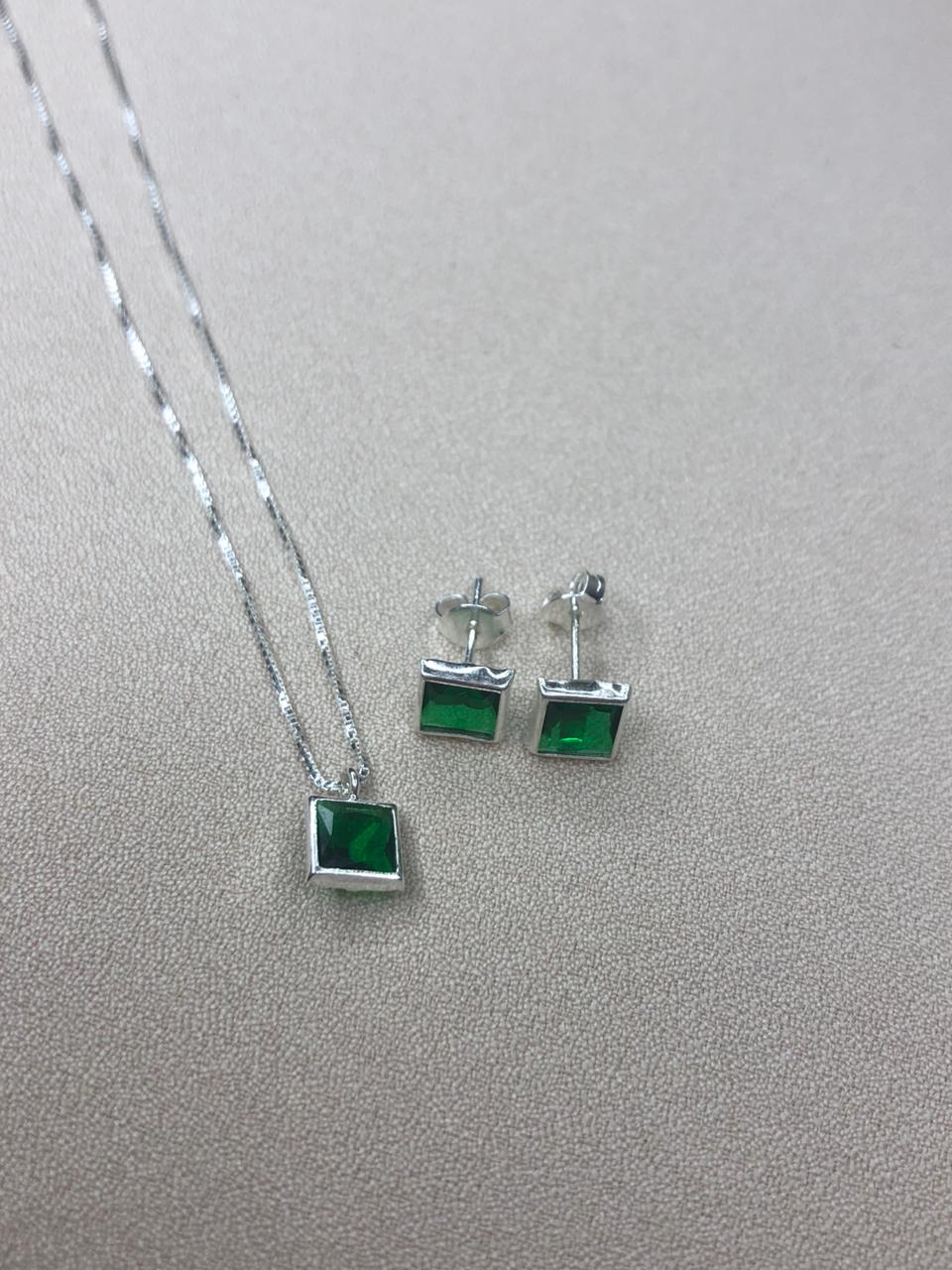 CONJUNTO PRATA 925 QUADRADO