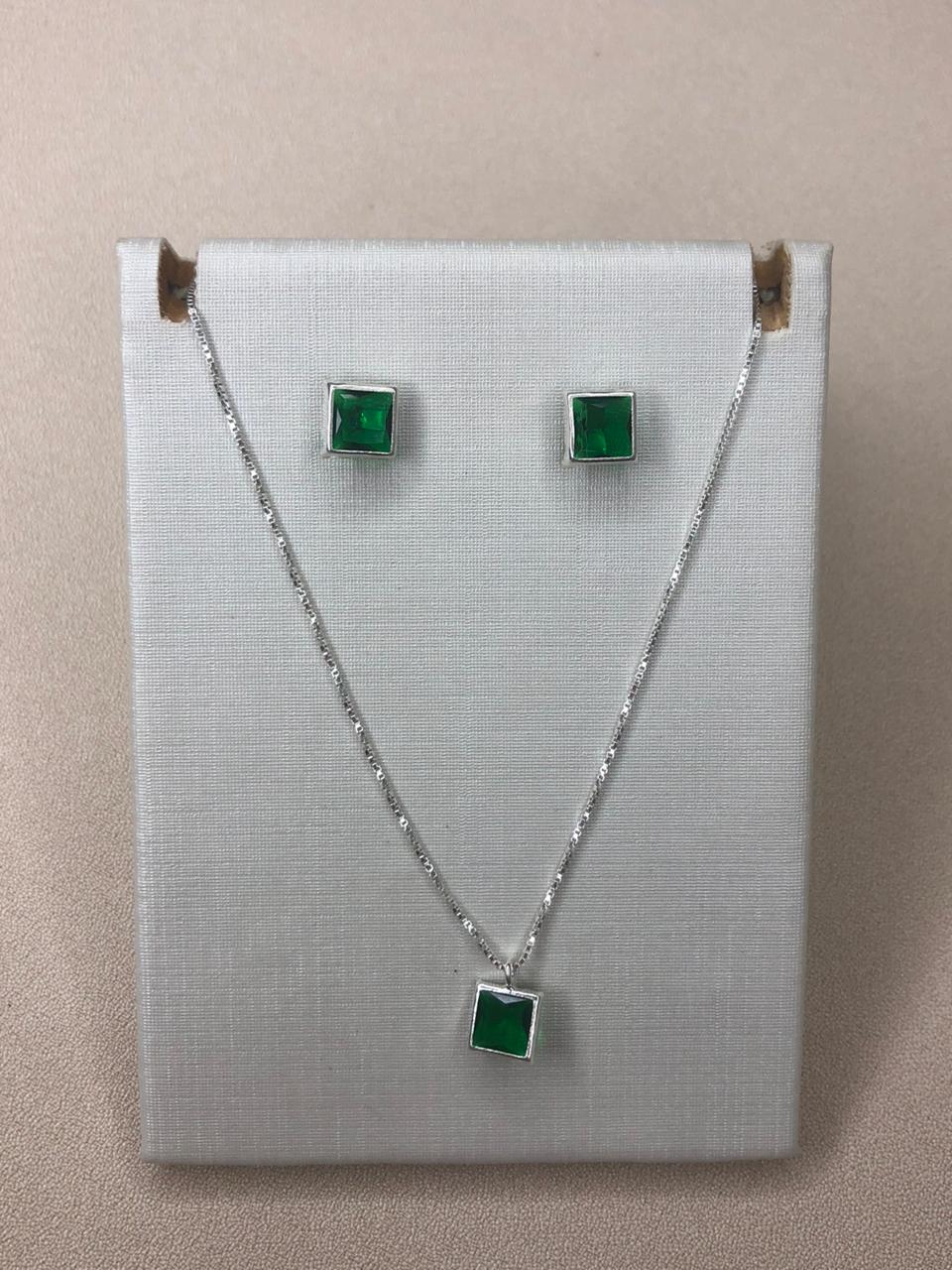 CONJUNTO PRATA 925 QUADRADO
