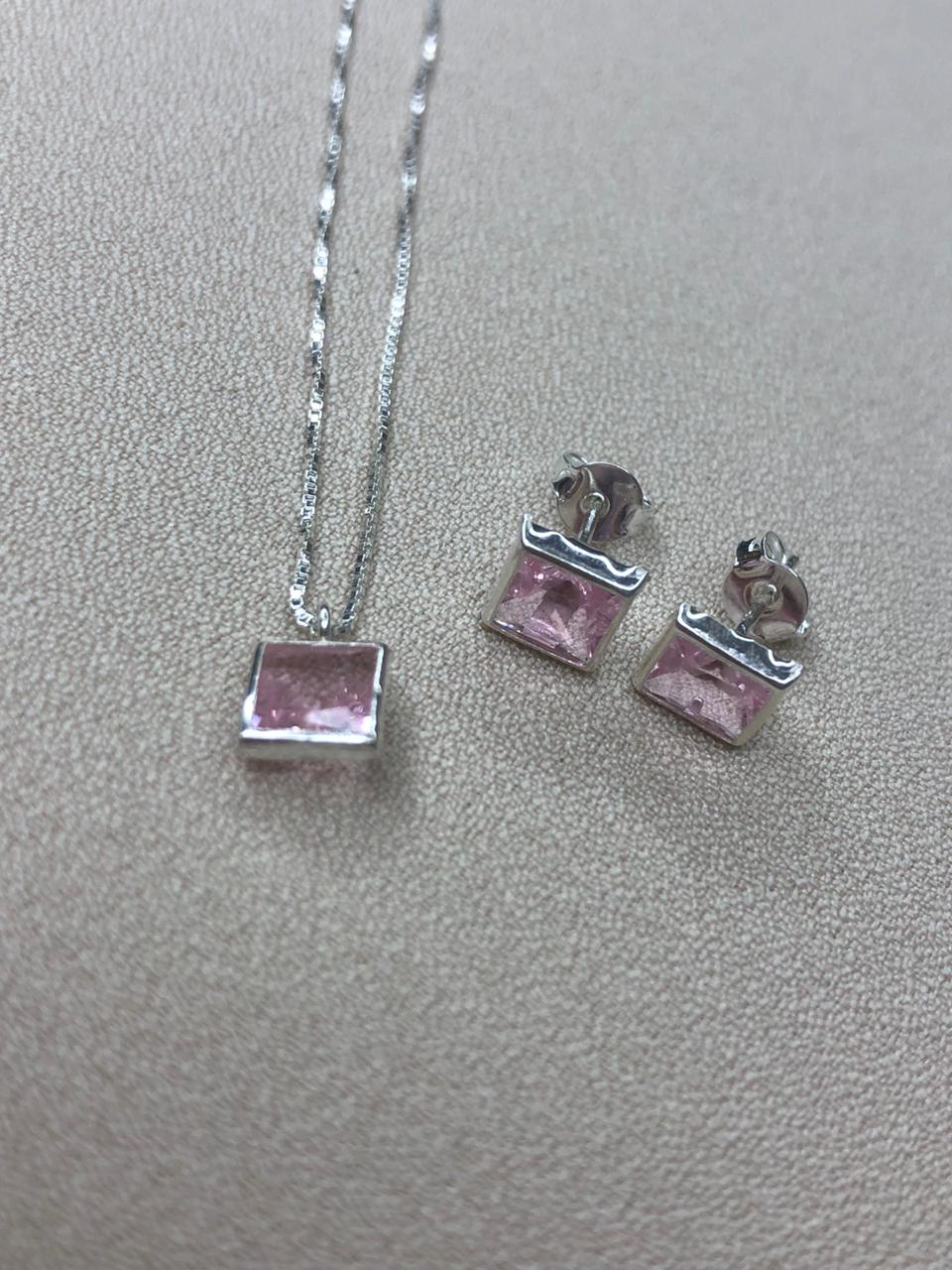 CONJUNTO PRATA 925 QUADRADO